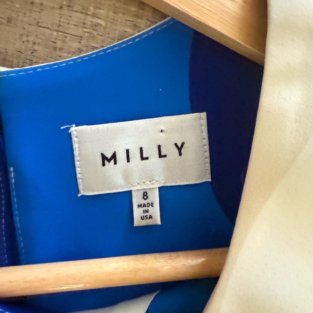 Milly Abstract Mini Dress Size 8 Blue Black - Picture 8 of 9